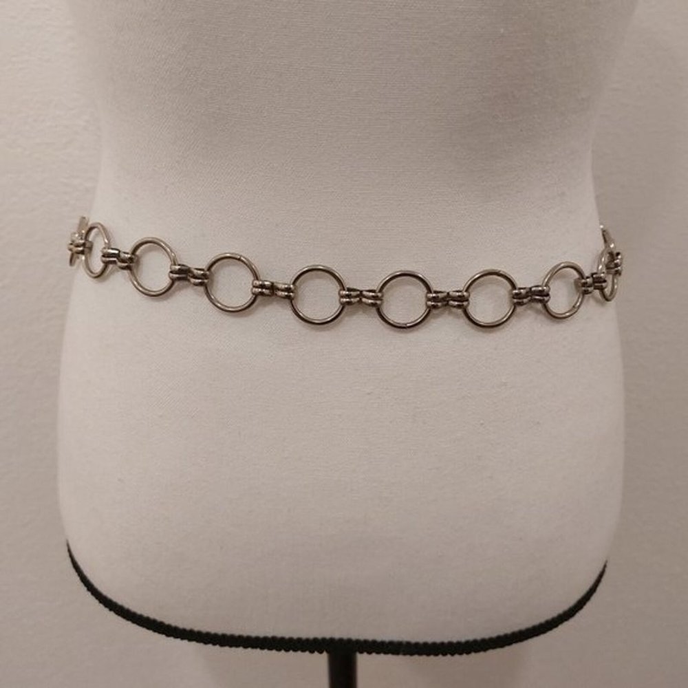 Silver Tone Metal Jump Rings Link Belt with Lanyard Style Clasp - Picture 6 of 8